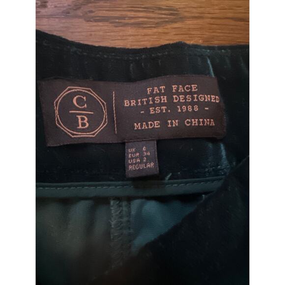 Women US-2 Fat Face Copper & Black Teal Green Velvet Wide Leg Pants Holiday - Picture 3 of 5